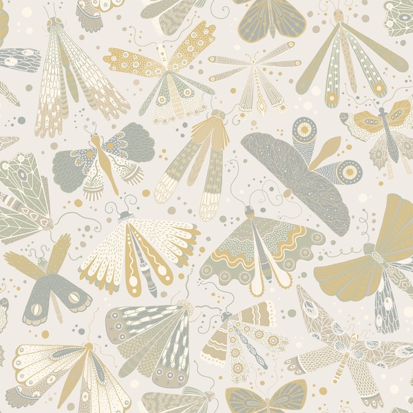Manhattan Comfort Gennevilliers Flyga Light Blue Butterfly Bonanza 33 ft L X 209 in W Wallpaper BR4111-63025 - main